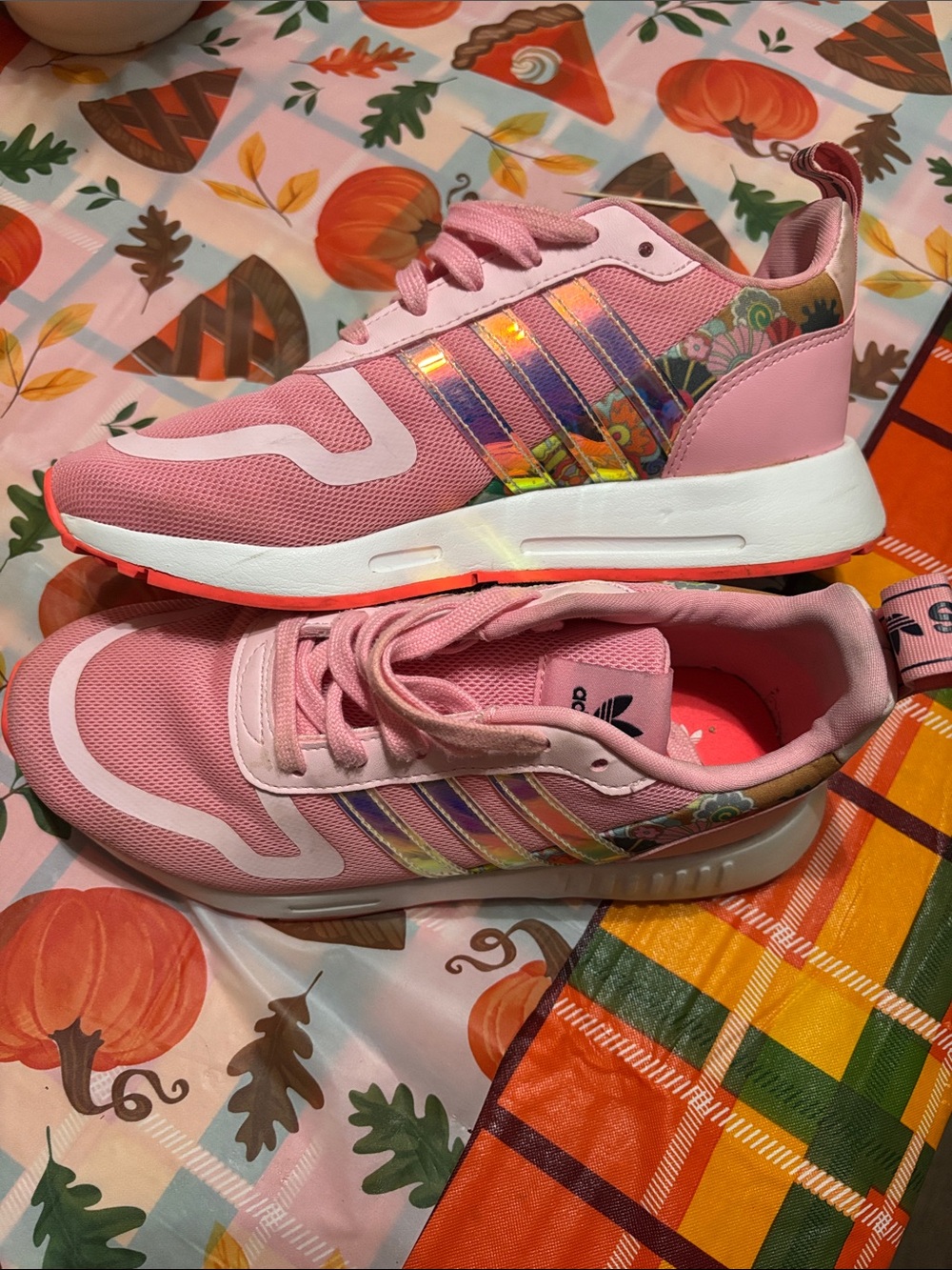 adidas Pink Women's Sneakers with Iridescent Stripes